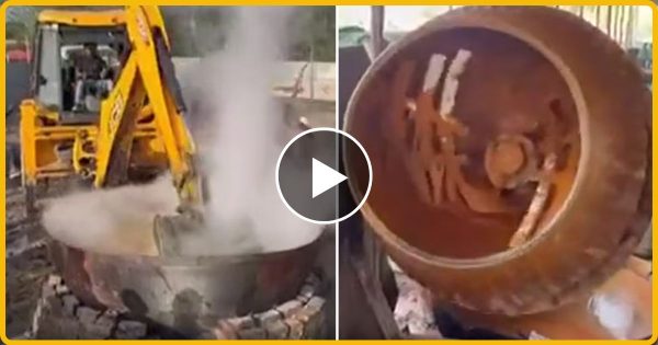 भारत में ये है अनोखा मंदिर, जहां JCB मशीन से बनता है चूरमा-हलवा और थ्रेसर से होती है पिसाई